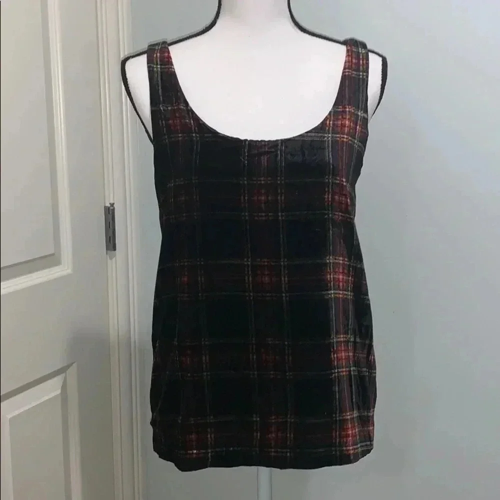 J.Crew Womens Velvet Plaid Sleeveless TankTop